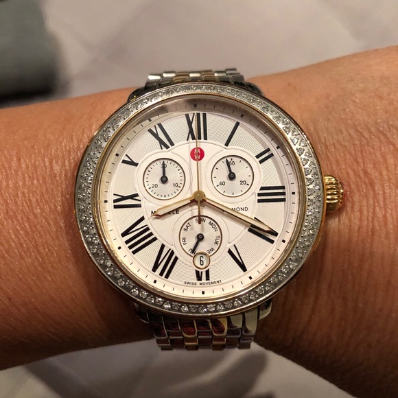 Authentic Two tone Michelle Watch with Diamonds